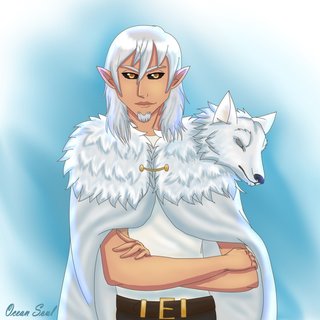 Raylen with the Cloak of the Great Beast - by Oceans Drawing