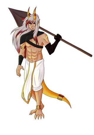 Raylen with his spear - by G00se King