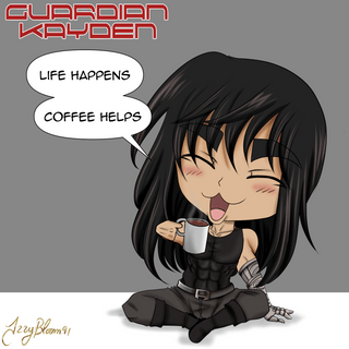 Kayden and his coffee - by Izzybloom91